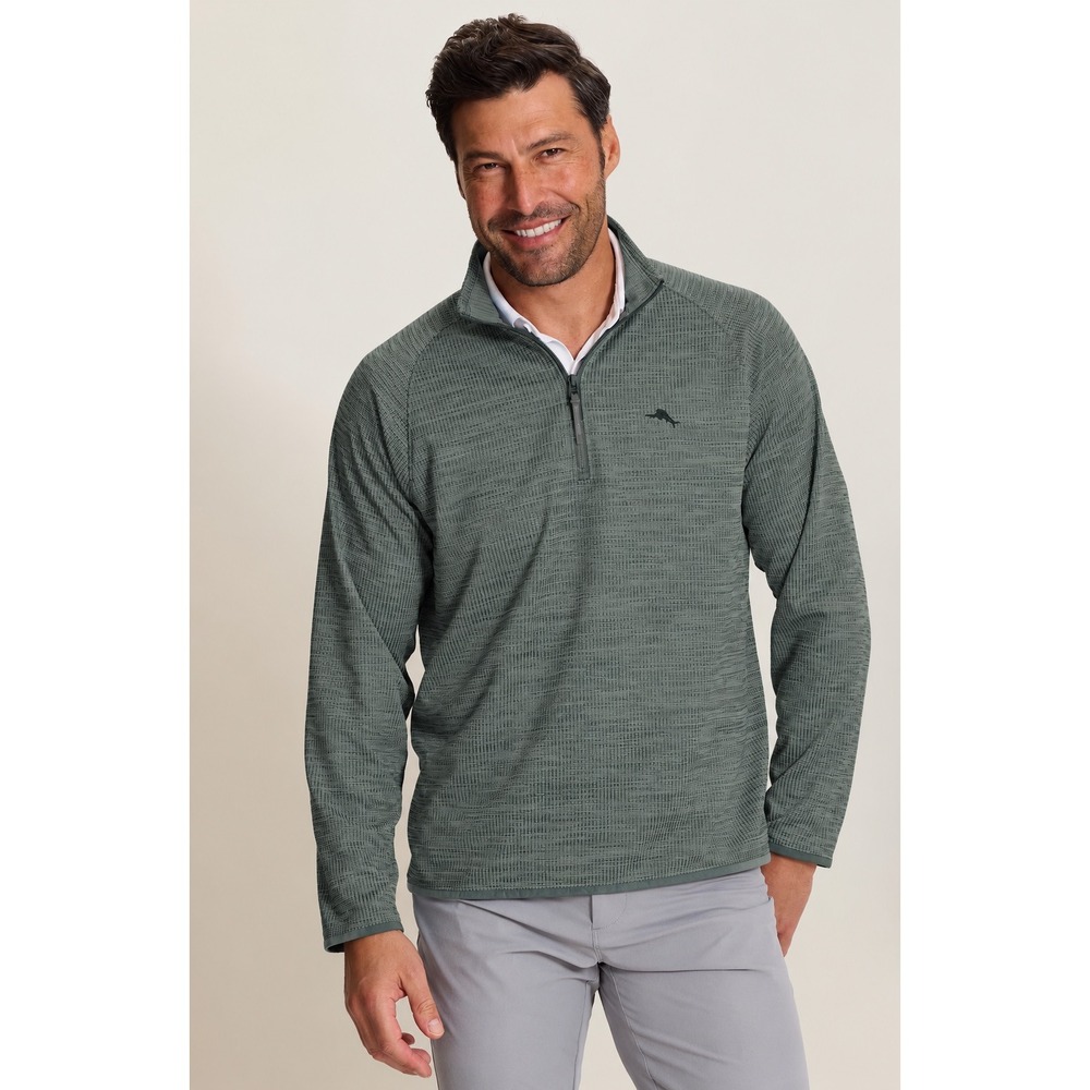 Tommy Bahama Palm Pro IslandZone Half Zip Pullover Green Mens Medium UPF 30